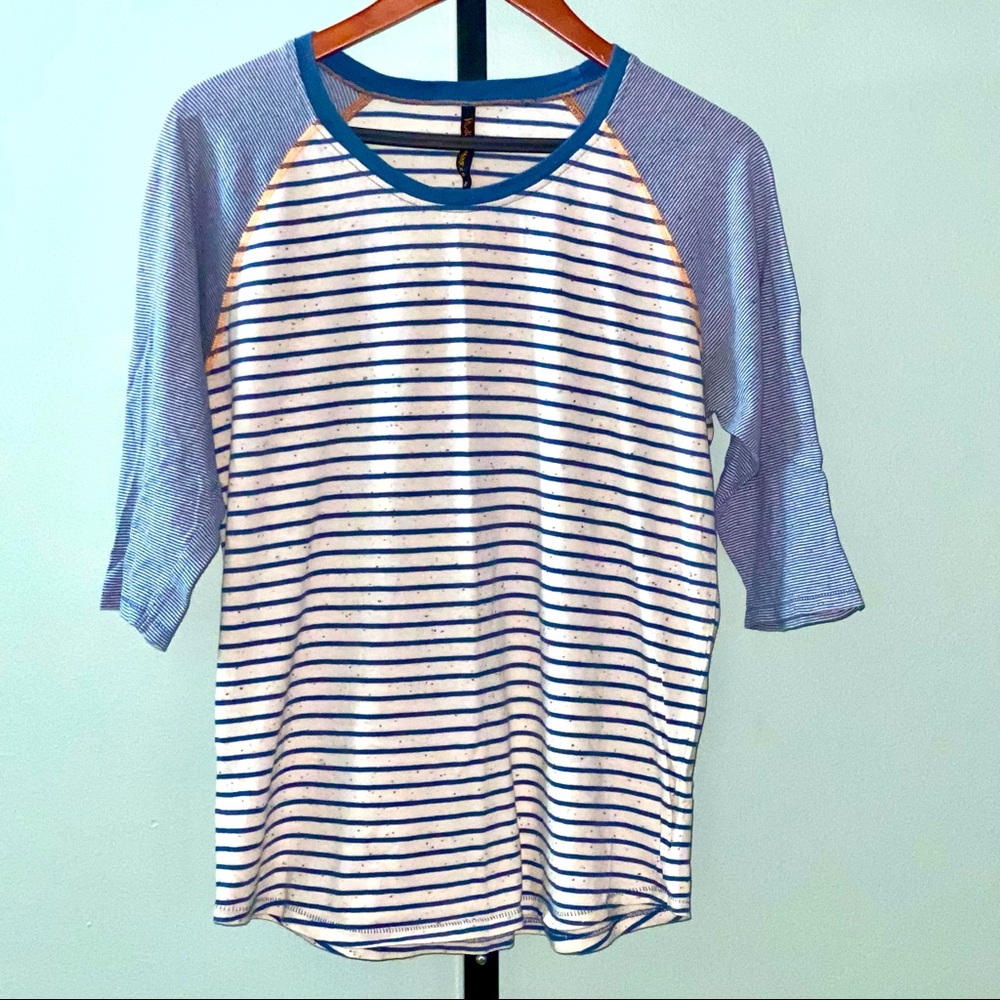 Striped Raglan Sleeve Men's Shirt - Blue/White